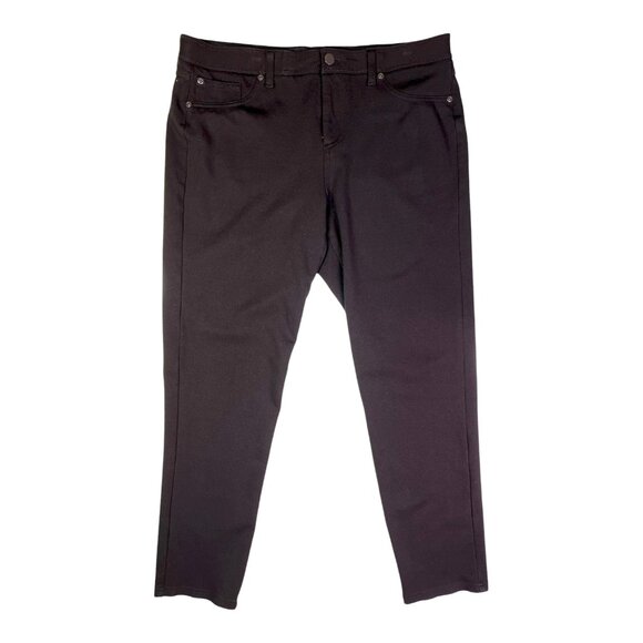 Chico's Size 2 (L) Dark Brown Knit Pants Cropped Zip Fly - Picture 1 of 6